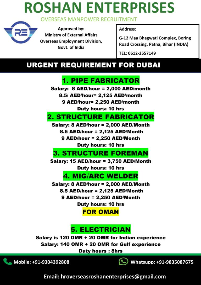 URGENT REQUIREMENT FOR DUBAI/OMAN