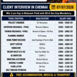 SAUDI ARABIA- OIL & GAS – LONG TERM PROJECT  DIRECT CLIENT INTERVIEW IN CHENNAI ON 07-07-2026