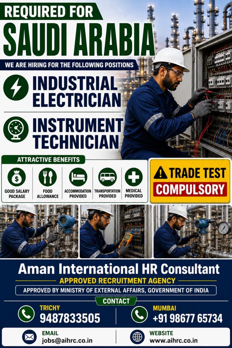 Saudi Arabia – Industrial Electrician & Instrument Technician 8 Saudi Arabia – Industrial Electrician & Instrument Technician