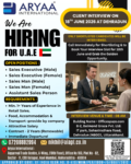 Aryaa International is hiring for exciting Retail Sales opportunities in the U.A.E.
