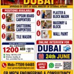 Dubai Job Vacancy – Urgent Hiring at GR Mech Engineering