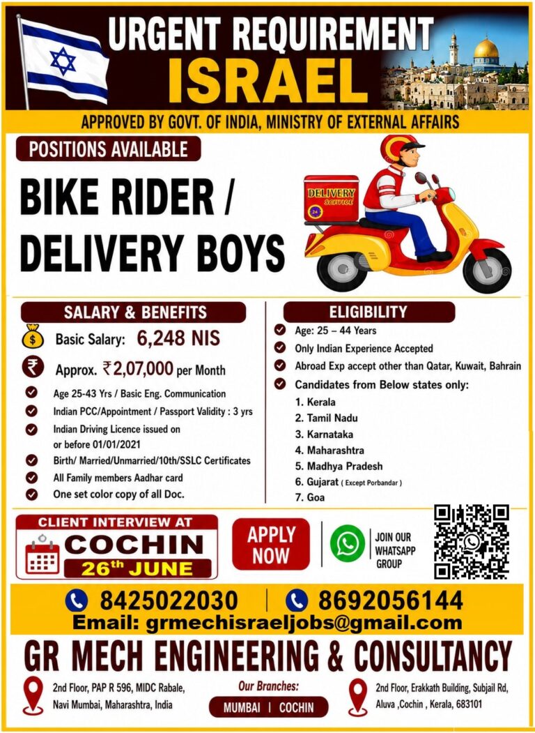 Israel Job Vacancy – Urgent Hiring at GR Mech Engineering 6 Israel Job Vacancy – Urgent Hiring at GR Mech Engineering