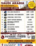 Saudi Arabia Job Vacancy – Urgent Hiring at GR Mech Engineering