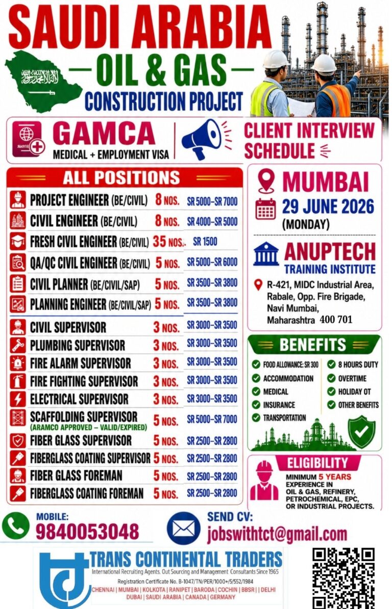 Saudi Arabia Oil & Gas Jobs – Client Interview at Trans Continental Traders