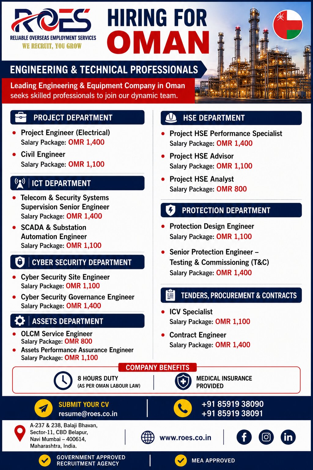 🚨 HIRING FOR OMAN 🇴🇲  Engineering & Equipment Company