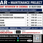 QATAR- MAINTENANCE PROJECT – LONG TERM PROJECT DIRECT CLIENT INTERVIEW IN CHENNAI ON 05-07-2026