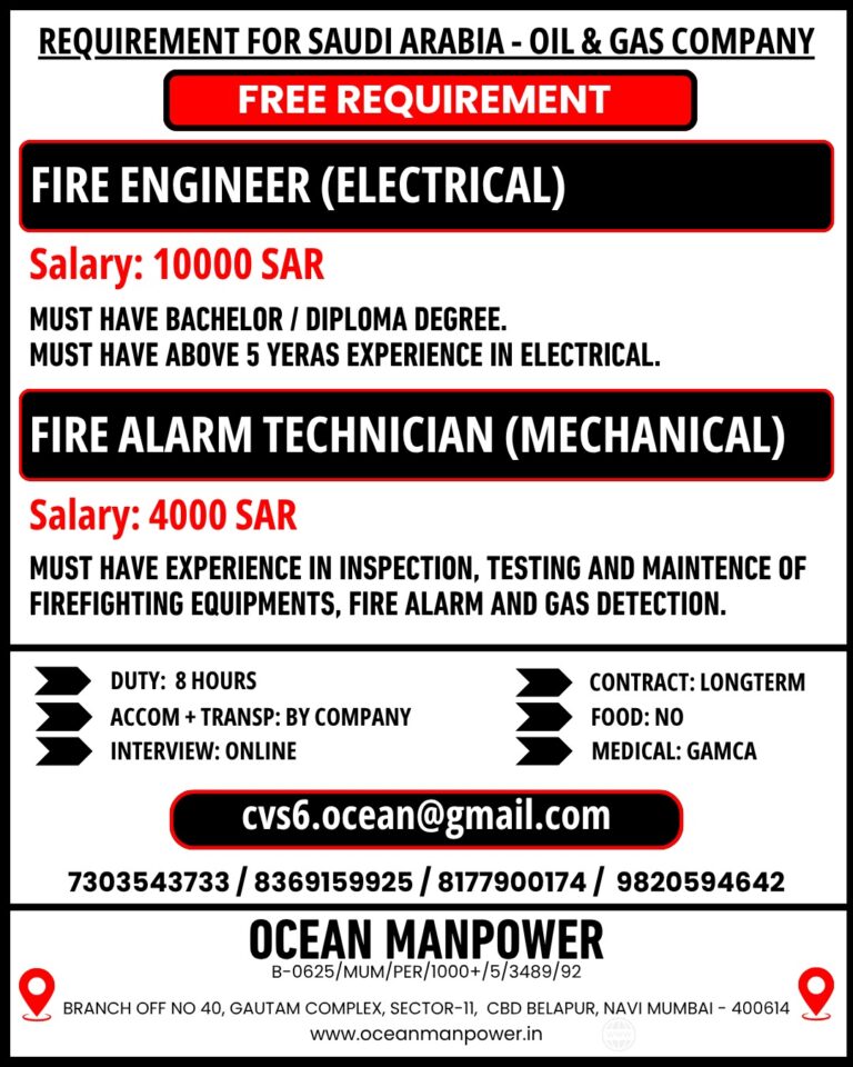 Saudi Arabia Oil & Gas Jobs – Free Hiring at Ocean Manpower 3 Saudi Arabia Oil & Gas Jobs – Free Hiring at Ocean Manpower
