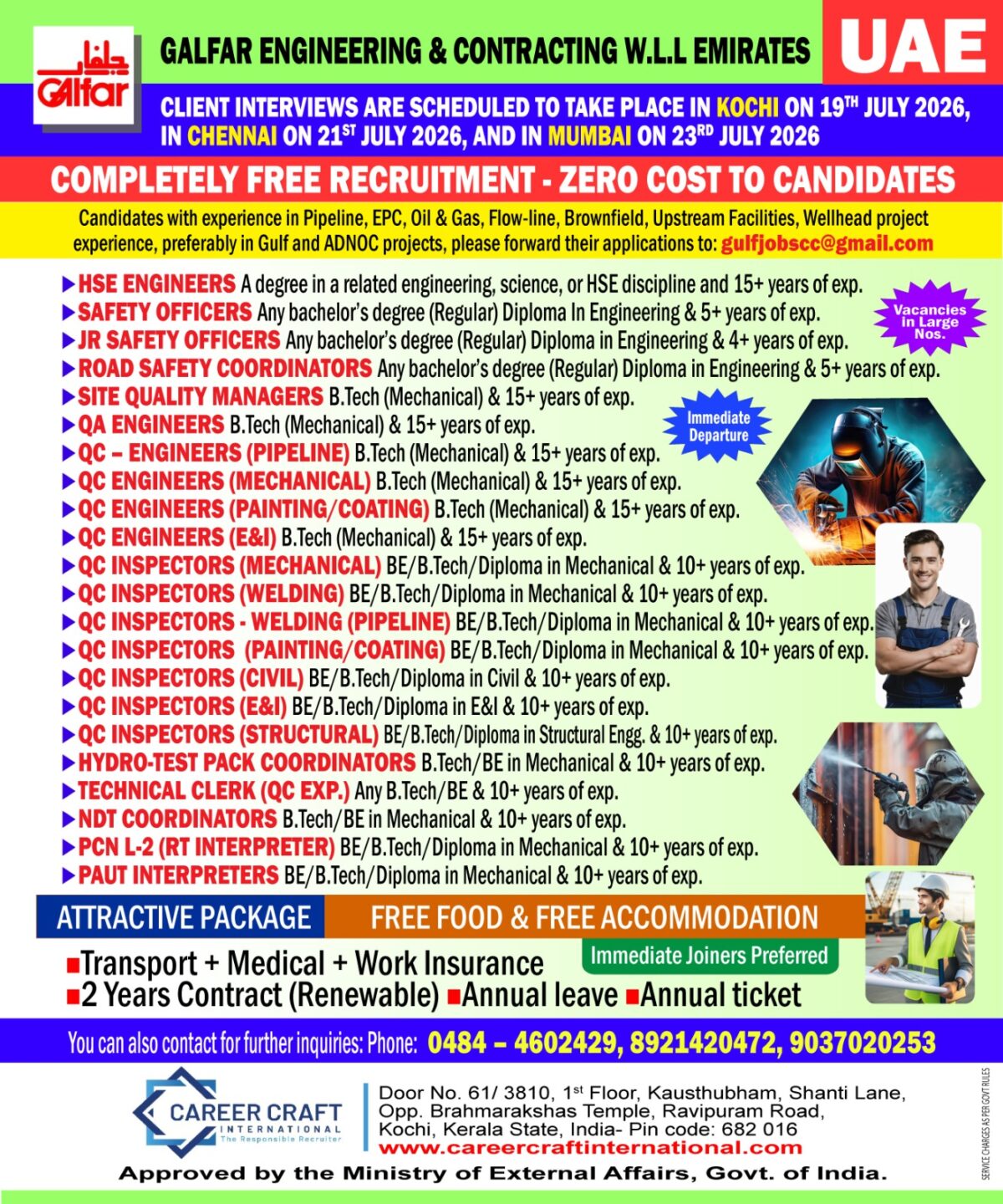 Client Interview at Mumbai, Chennai & Kochi – Galfar Engineering & Contracting WLL Emirates –