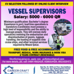 Urgent requirement of Vessel Supervisor for Qatar –