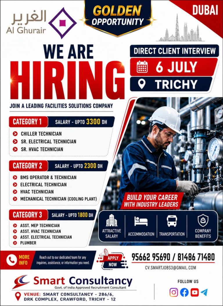 Dubai Direct Client Interview | Al Ghurair Facilities Jobs in Dubai | Trichy Interview on 6 July! 