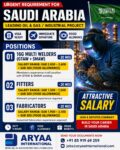 Urgent Requirement for Saudi Arabia – Leading Oil and Gas / Industrial Project