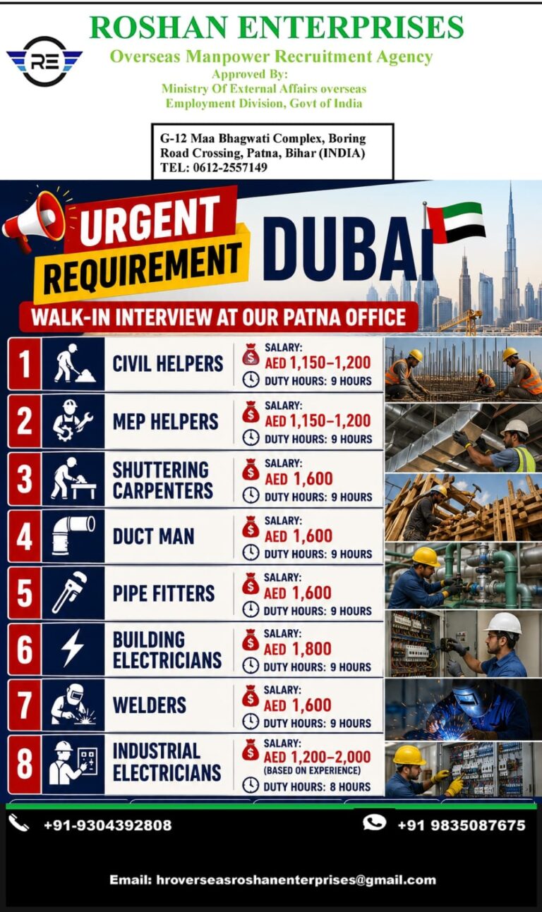 URGENT REQUIREMENT FOR DUBAI