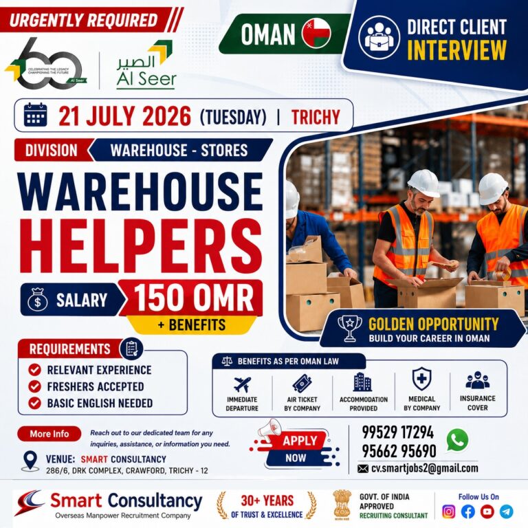🚨 Oman Warehouse Helper Jobs | Direct Client Interview