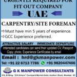 CARPENTRY/ SITE FIT OUT FOREMAN