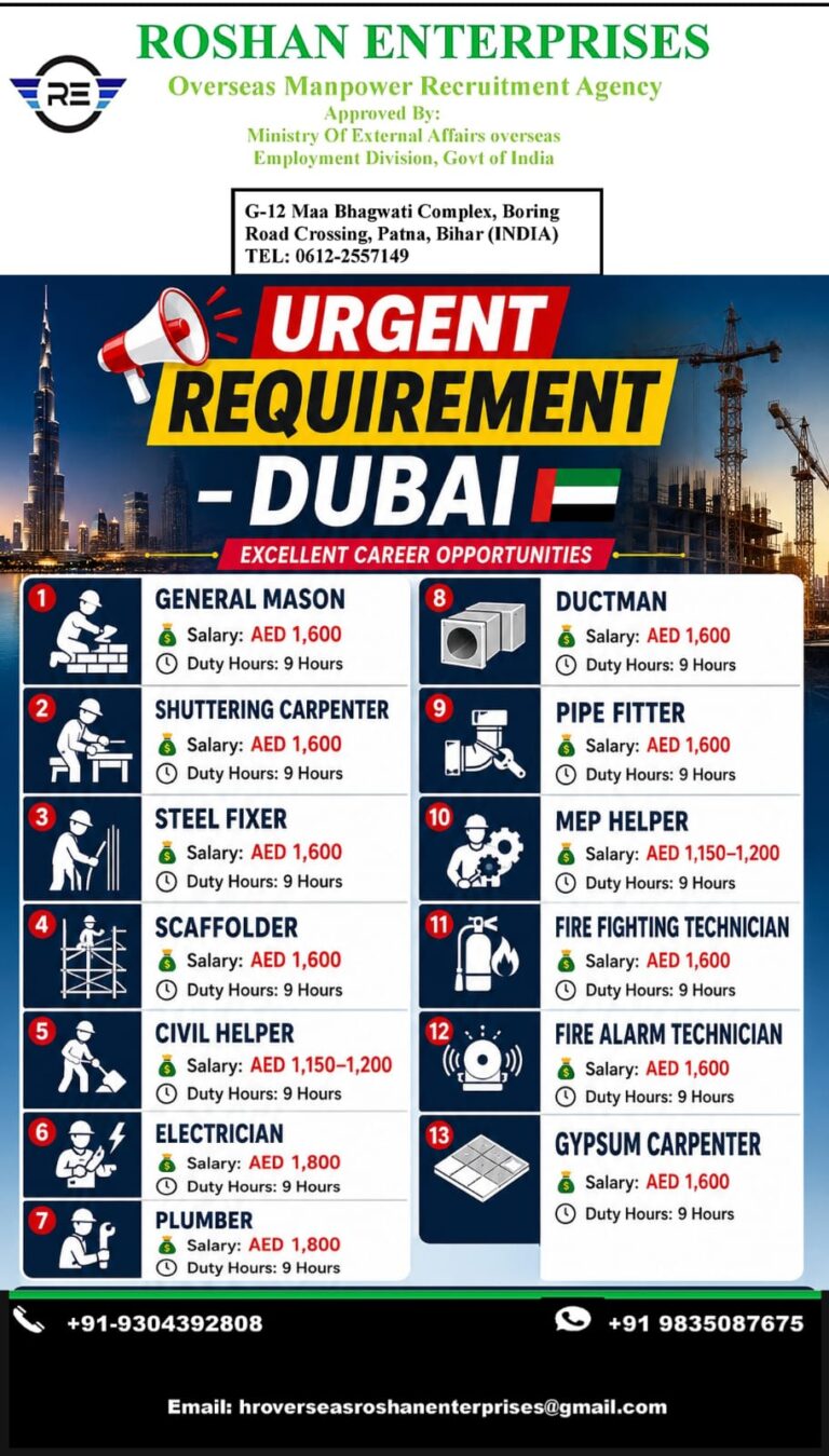 URGENT REQUIREMENT FOR DUBAI