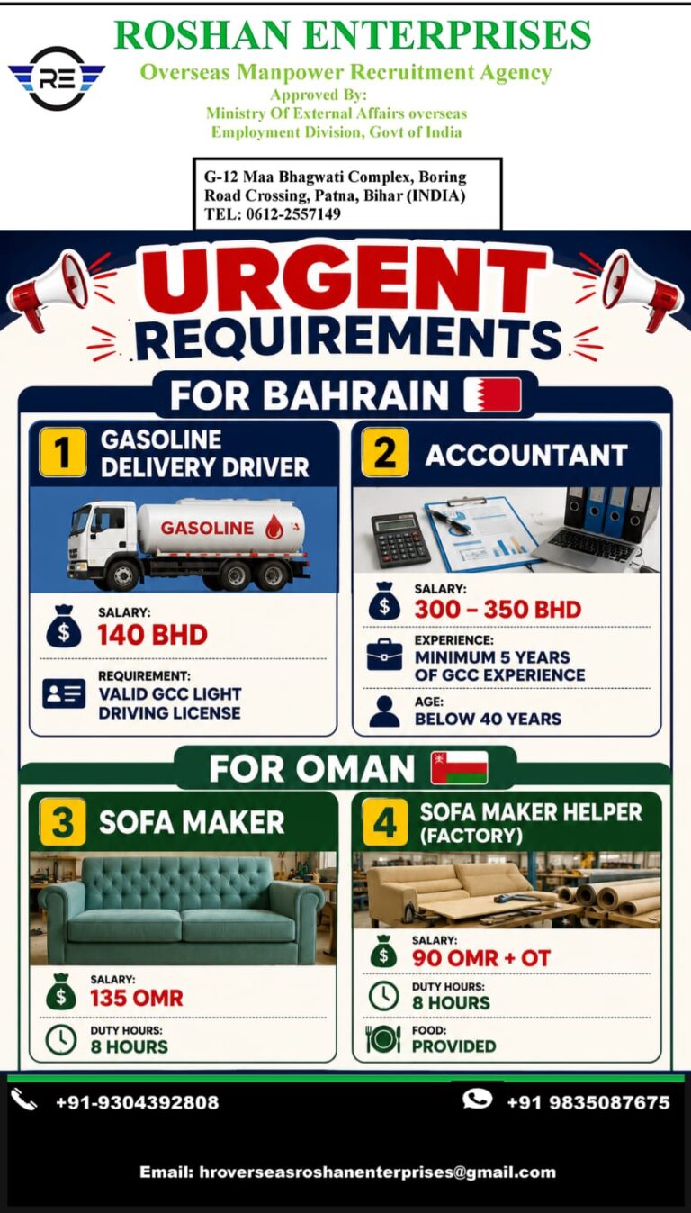URGENT REQUIREMENT FOR BAHRAIN & OMAN