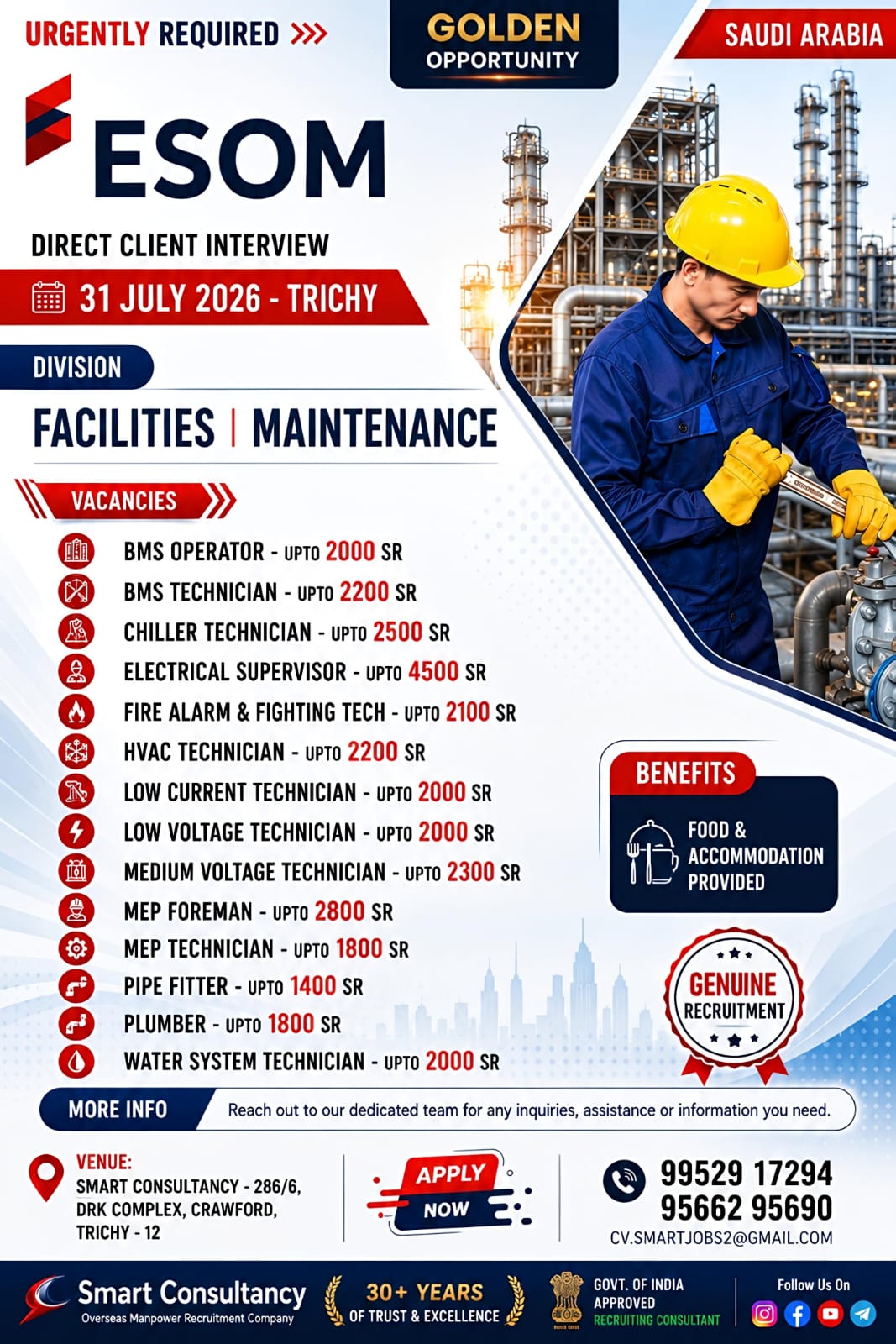 🚨 Saudi Arabia Direct Client Interview – Trichy
