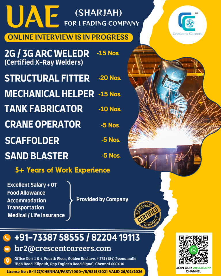🚨 UAE (SHARJAH) – URGENT HIRING 🚨 2 🚨 UAE (SHARJAH) – URGENT HIRING 🚨
