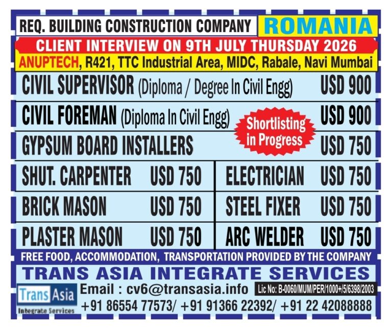 Romania Job Vacancy – Client Interview at Trans Asia