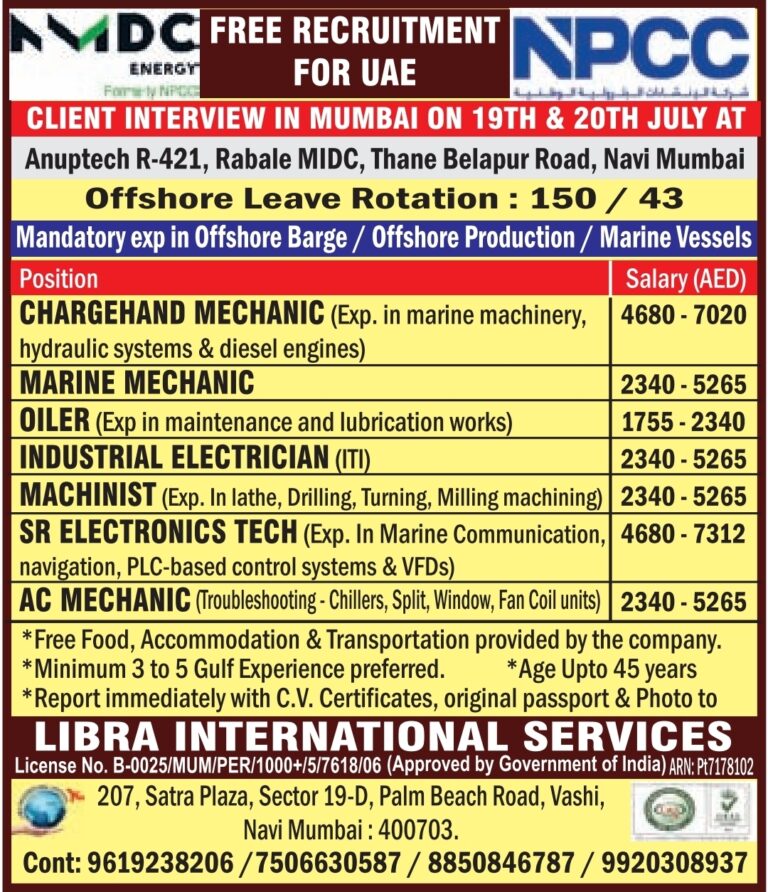 UAE Offshore Jobs – Free Recruitment at Libra International