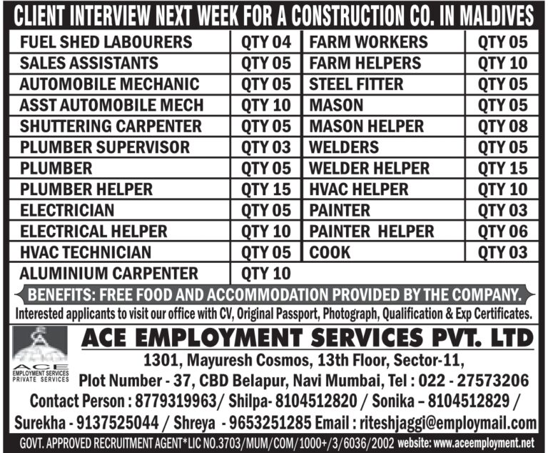 Maldives Job Vacancy – Client Interview at Ace Employment