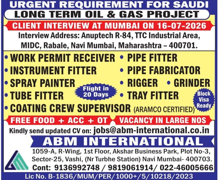 Saudi Arabia Oil & Gas Jobs – Urgent Hiring at ABM International 8 Saudi Arabia Oil & Gas Jobs – Urgent Hiring at ABM International