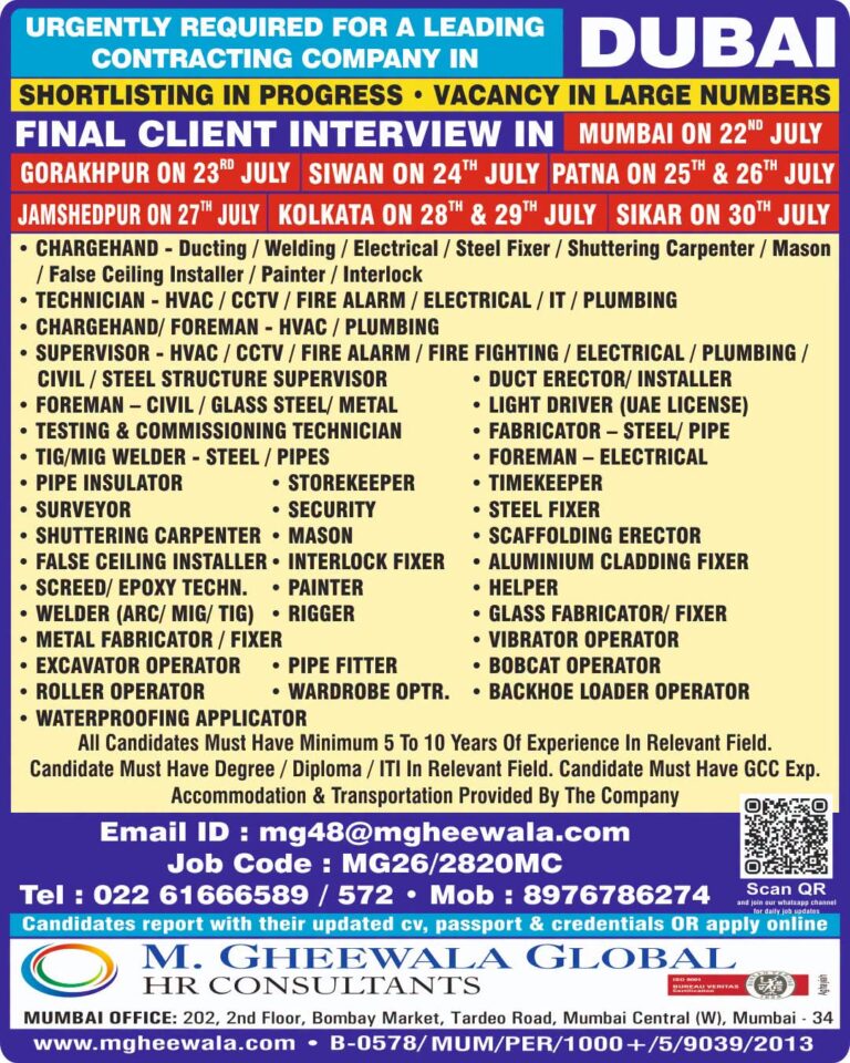 Dubai Job Vacancy – Urgent Hiring at M. Gheewala Global 4 Dubai Job Vacancy – Urgent Hiring at M. Gheewala Global