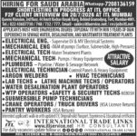 Saudi Arabia Job Vacancy – Urgent Hiring at ITL Consultants