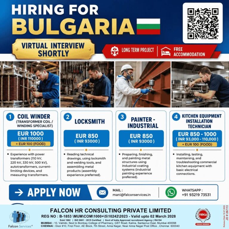 Bulgaria Job Vacancy – Virtual Interview at Falcon HR Consulting