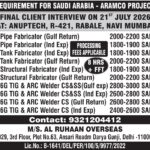 Saudi Arabia ARAMCO Jobs – Free Recruitment at Al Ruhaan Overseas