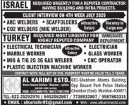 Israel & Turkey Jobs – Urgent Hiring at Al Karimi Estd
