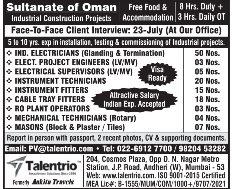 Oman Job Vacancy – Client Interview at Talentrio Mumbai