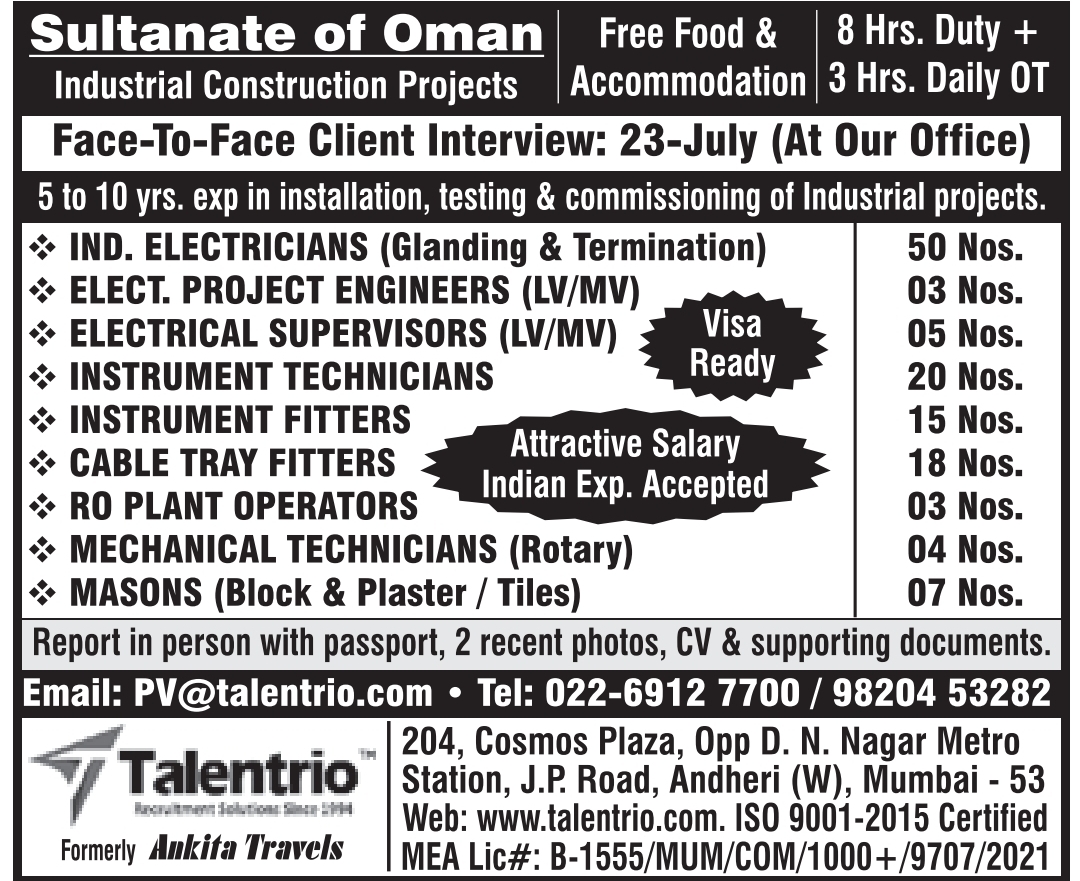 Oman Job Vacancy – Client Interview at Talentrio Mumbai
