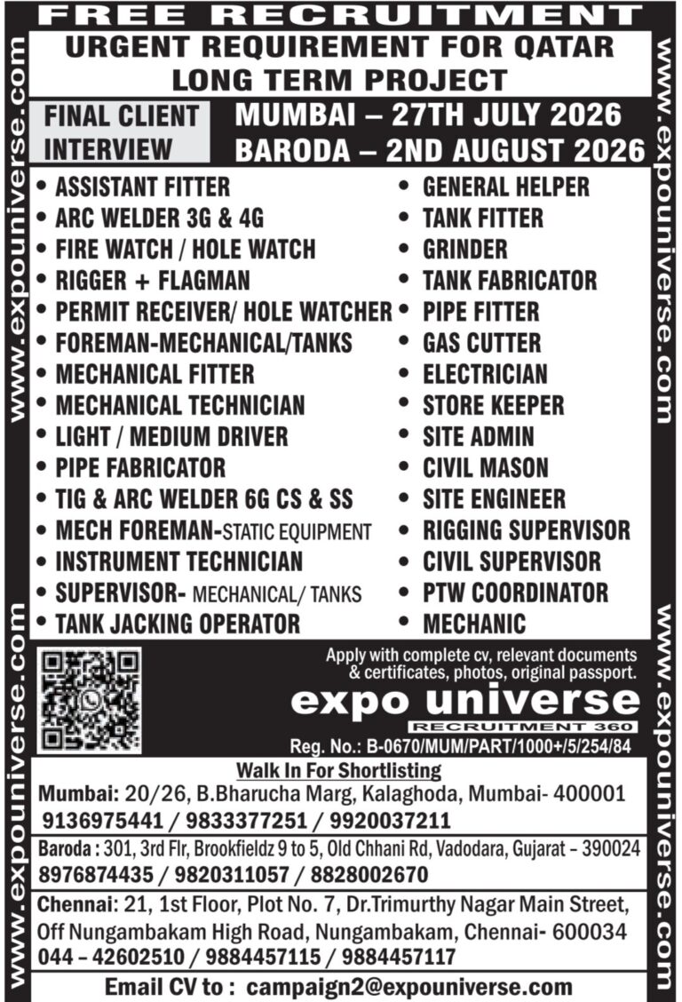 Qatar Job Vacancy – Urgent Hiring at Expo Universe Recruitment