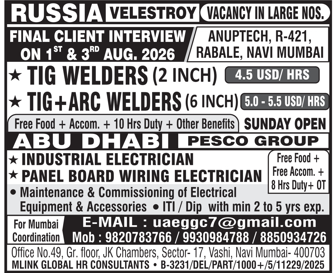 Russia Velestroy Job Vacancy – TIG & ARC Welders Urgently Needed