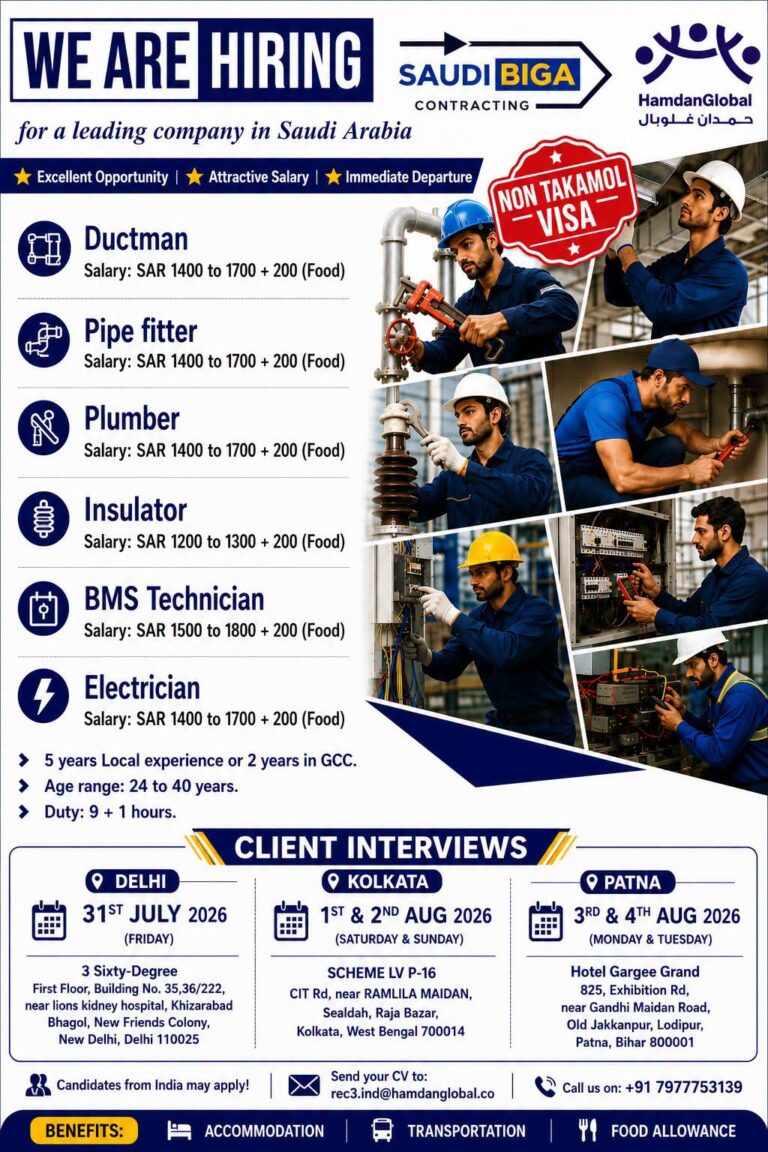 Saudi Arabia Job Vacancy – Urgent Hiring at Hamdan Global