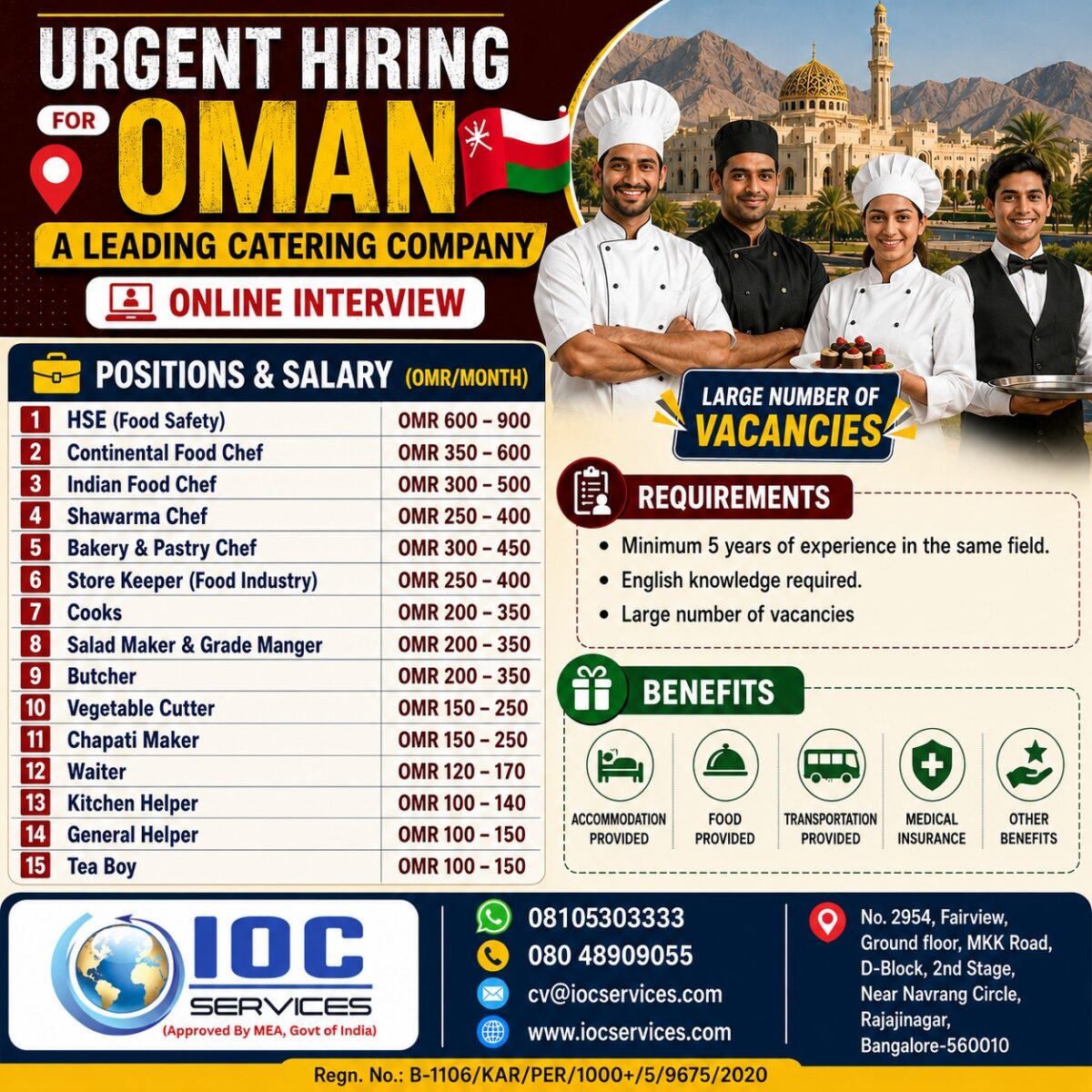 Oman Job Vacancy – Urgent Hiring at IOC Services