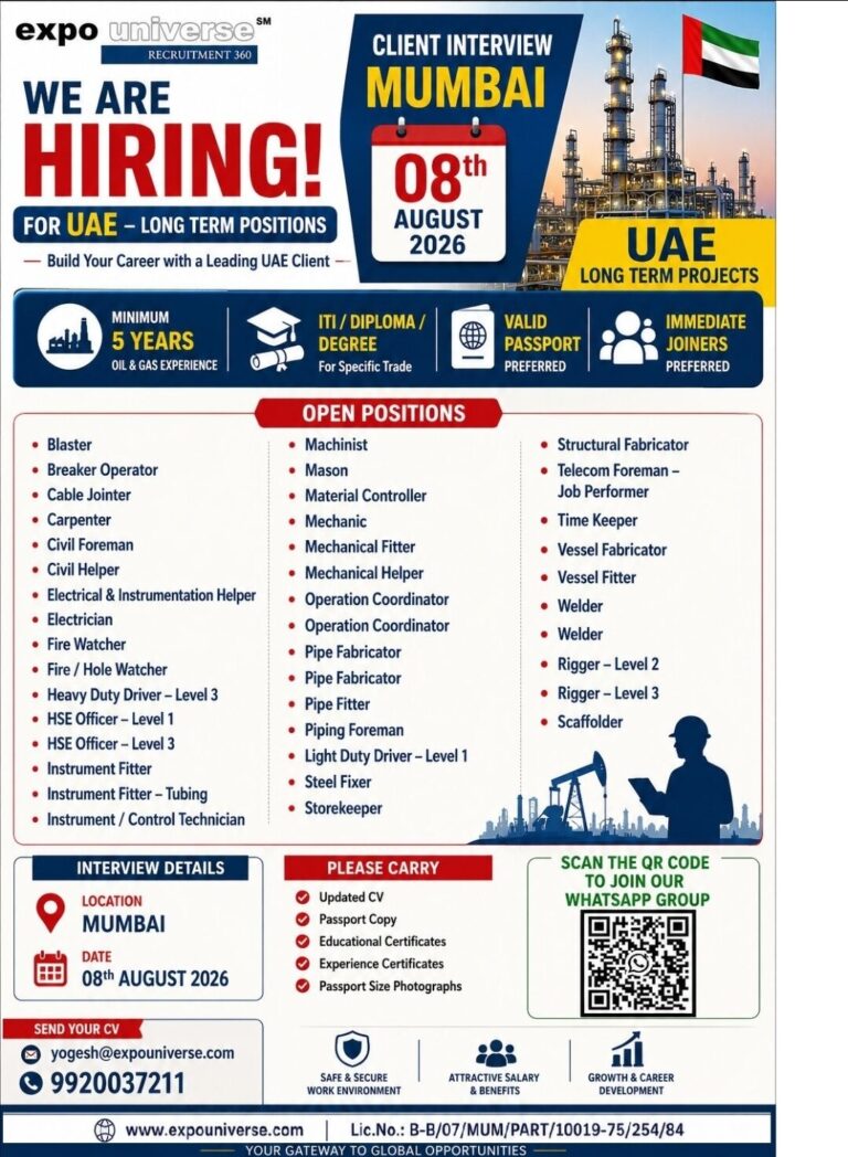 UAE Long Term Job Vacancy – Urgent Hiring at Expo Universe