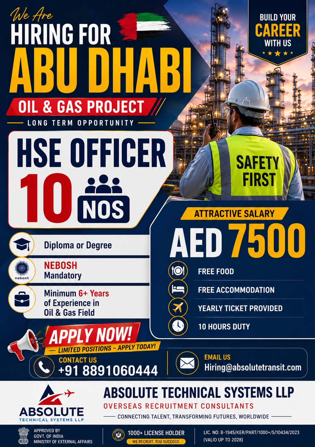 Abu Dhabi Job Vacancy – HSE Officer at Absolute Technical Systems
