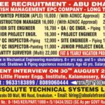 Abu Dhabi Job Vacancy – Free Recruitment at Absolute Technical Systems