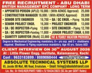 Abu Dhabi Job Vacancy – Free Recruitment at Absolute Technical Systems