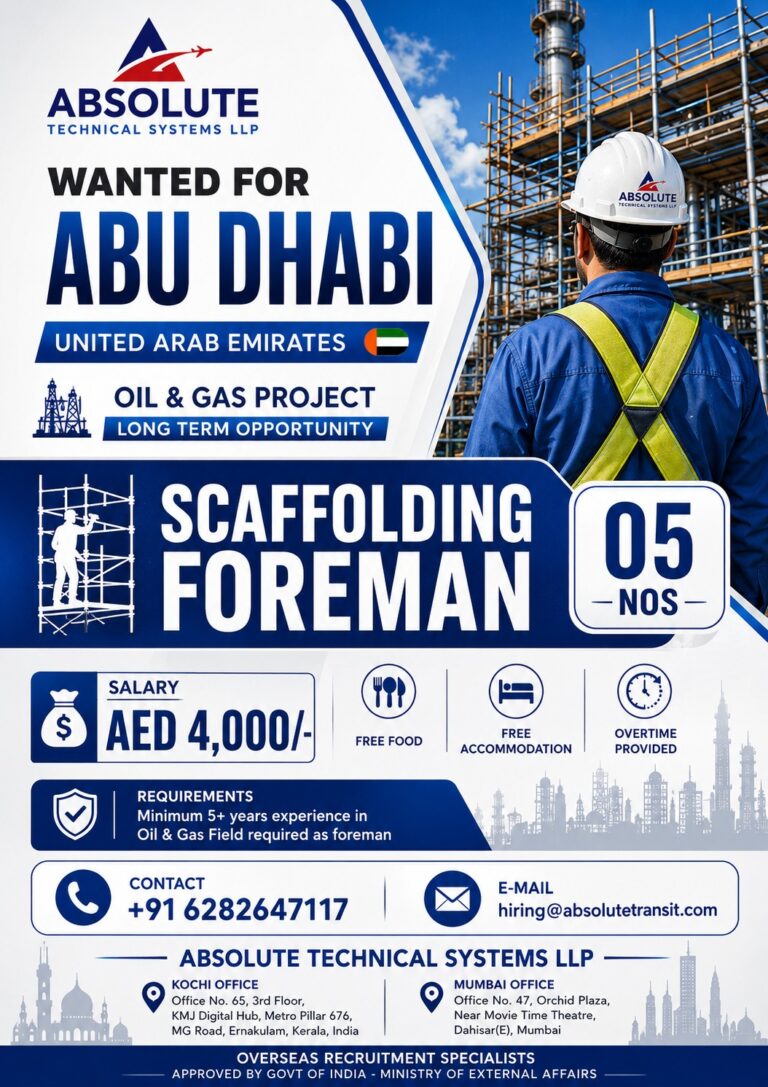 Abu Dhabi Jobs - Scaffolding Foreman Opening 7 Abu Dhabi Jobs – Scaffolding Foreman Opening