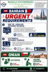 Bahrain and Oman Job Vacancy – Urgent Hiring at Roshan Enterprises