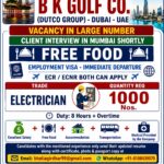 URGENTLY REQUIRED FOR B K GULF CO. (DUTCO GROUP) – DUBAI – UAE