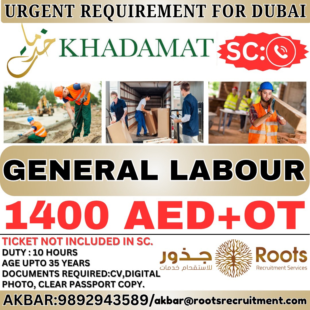 Dubai General Labour Job Vacancy – Roots Recruitment