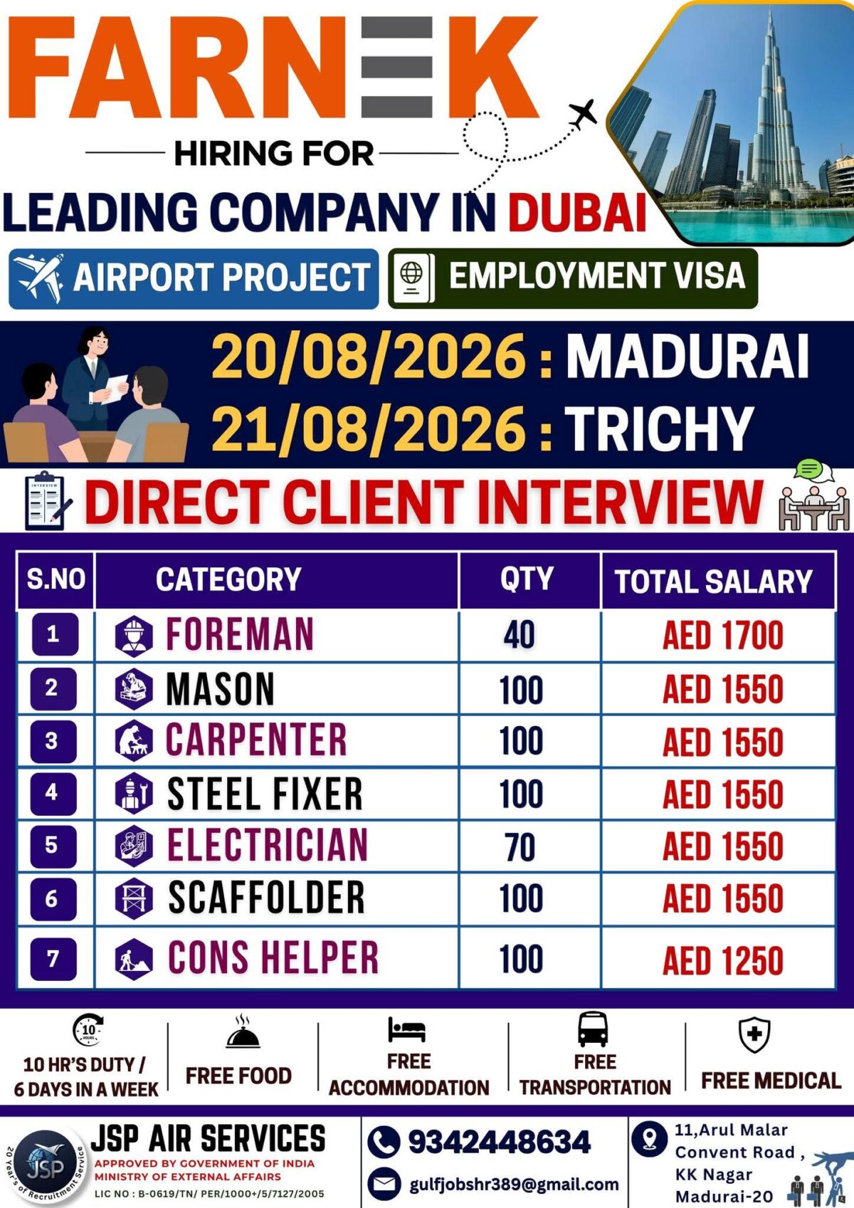 Dubai Job Vacancy – Direct Client Interview at JSP Air Services