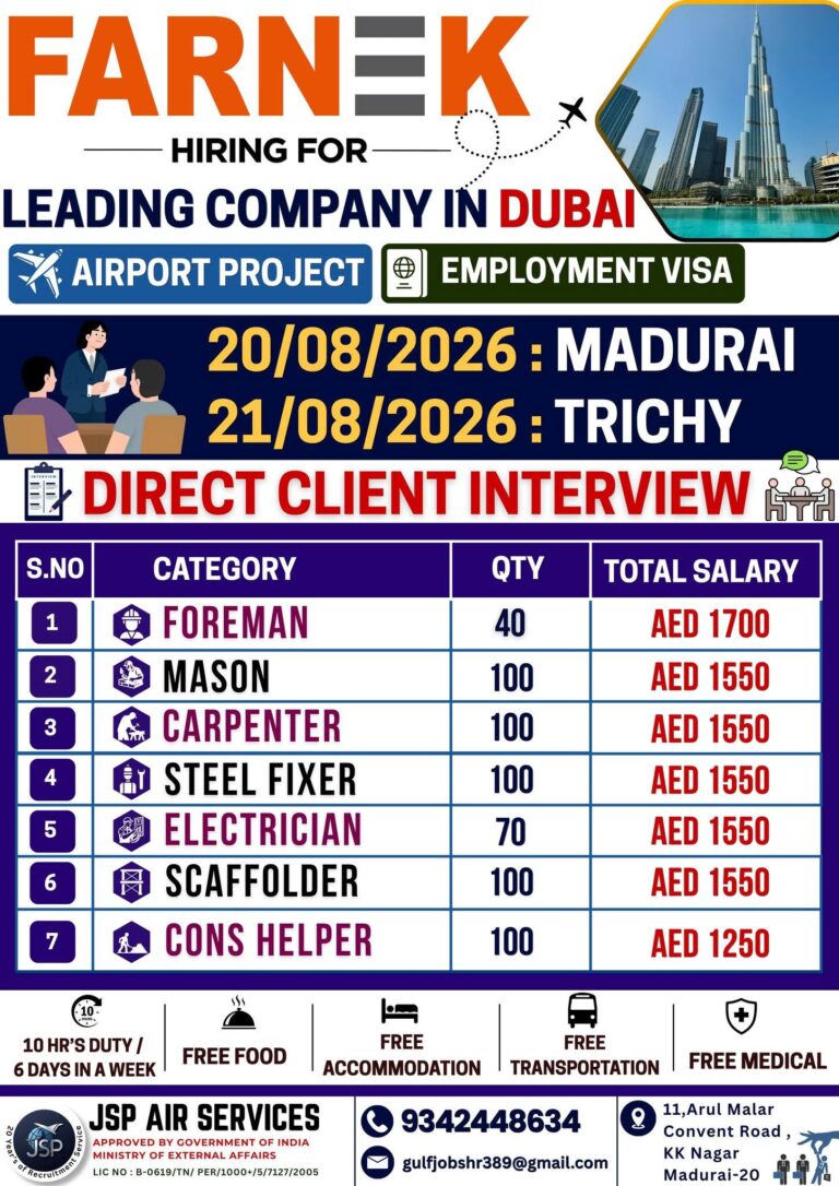 Dubai Job Vacancy – Direct Client Interview at JSP Air Services