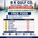 URGENTLY REQUIRED FOR B K GULF CO. (DUTCO GROUP) – DUBAI – UAE