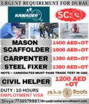 Dubai Job Vacancy – Urgent Hiring by Roots Recruitment Services