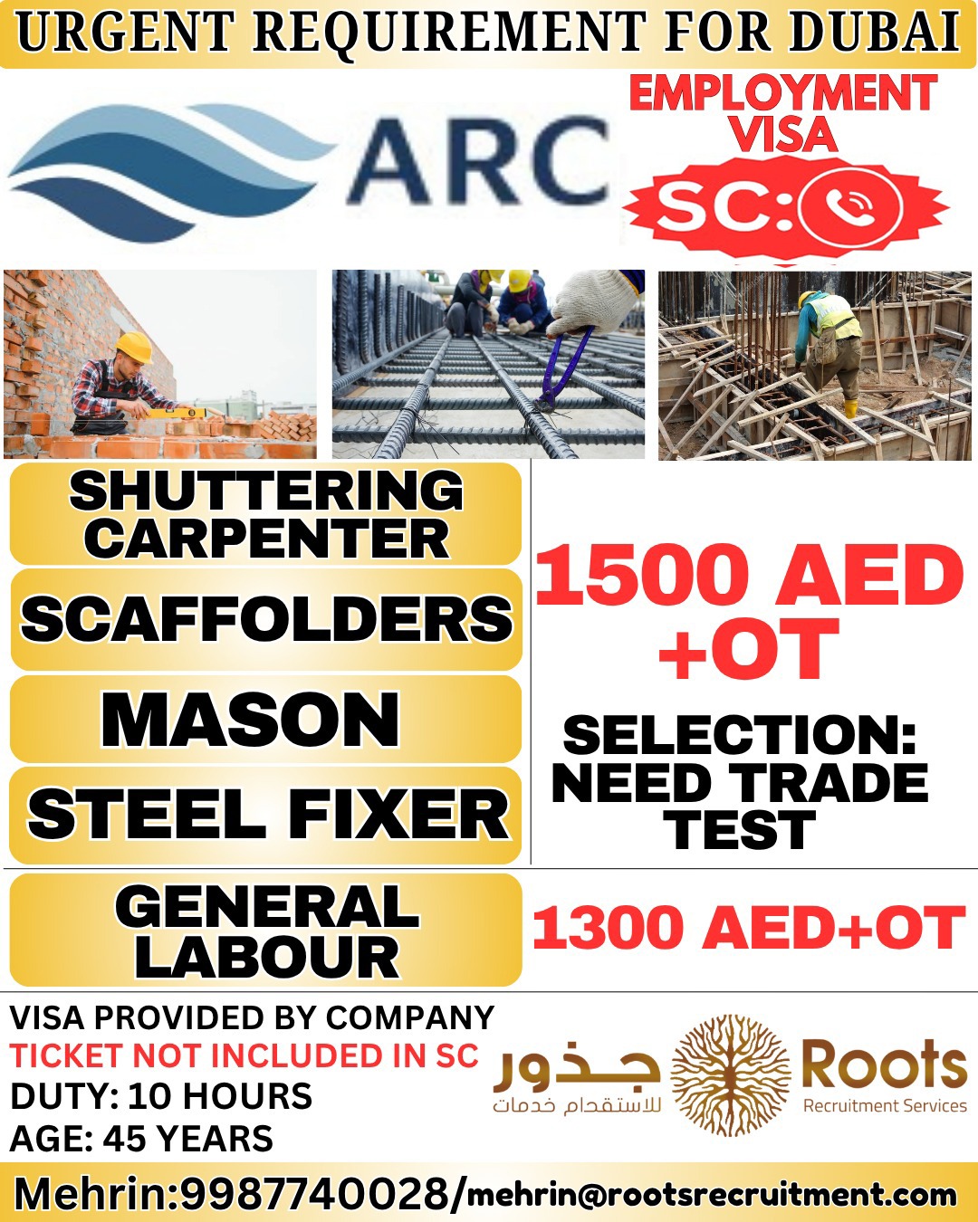 Dubai Job Vacancy – Urgent Hiring at Roots Recruitment